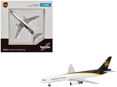 Herpa Boeing 757-200f Commercial Aircraft "ups Worldwide Service" (n475up) White With Brown Tail 1/500 Die