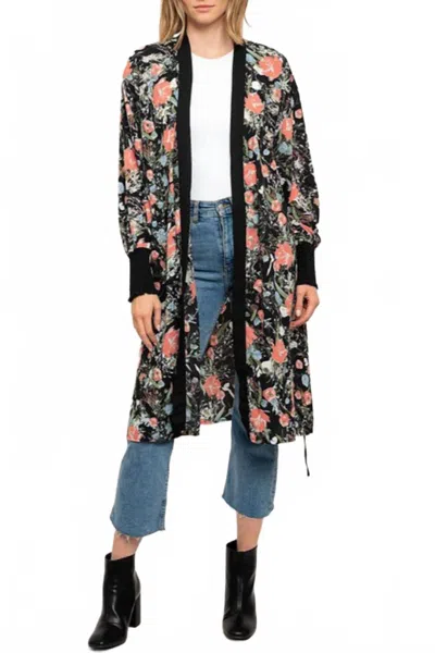 Hers & Mine Floral Cardigan In Multicolor In Blue
