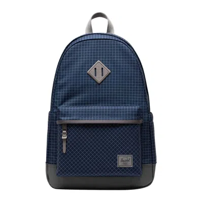 Pre-owned Herschel 24l Heritage Backpack 'grid Naval Academy/magnet' | Black | Men's Size Onesize