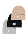 Herschel Supply Co . Elmer 3-pack Cuffs Beanies In Black  Heather Light Grey  & Cobblestone