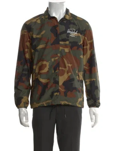 Pre-owned Herschel Supply Co Camouflage Print Crew Neck Sweatshirt In Brown