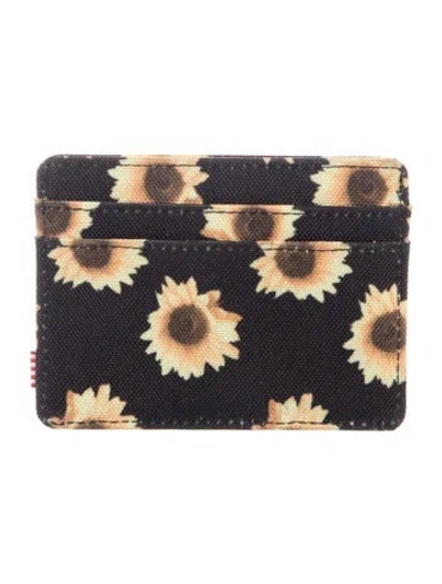 Pre-owned Herschel Supply Co Canvas Floral Print Card Holder In Black