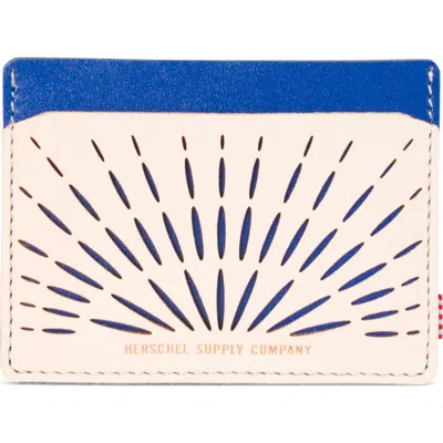 Herschel Supply Co . Charlie Perforated Leather Card Case In Blue