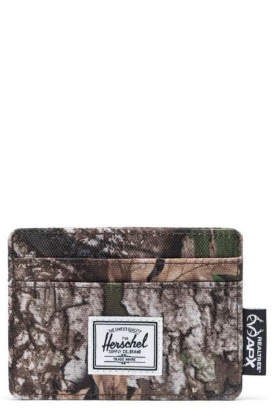 Herschel Supply Co . Charlie Realtree Camo Rfid Card Holder In Brown