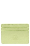 Herschel Supply Co . Charlie Rfid Faux Leather Card Holder In Shadow Lime