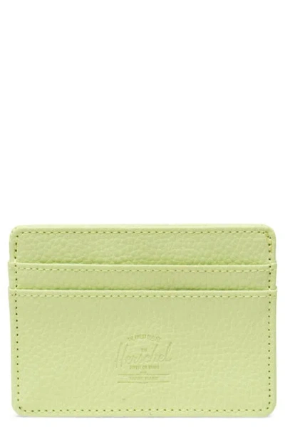 Herschel Supply Co . Charlie Rfid Faux Leather Card Holder In Shadow Lime