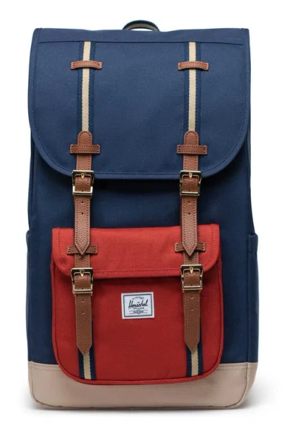 Herschel Supply Co . Little America Backpack In Black Iris/red Ochre/twill