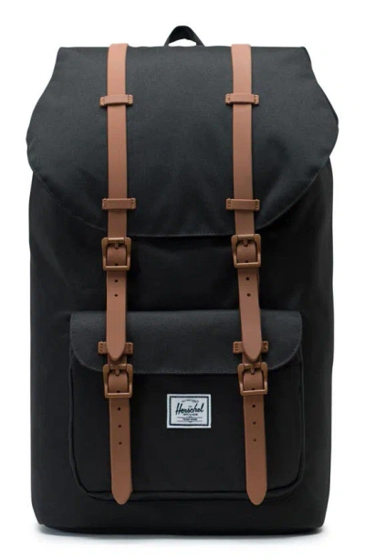 Herschel Supply Co Little America Backpack In Black/saddle Brown