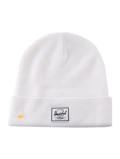 Pre-owned Herschel Supply Co Logo Knit Winter Beanie In White