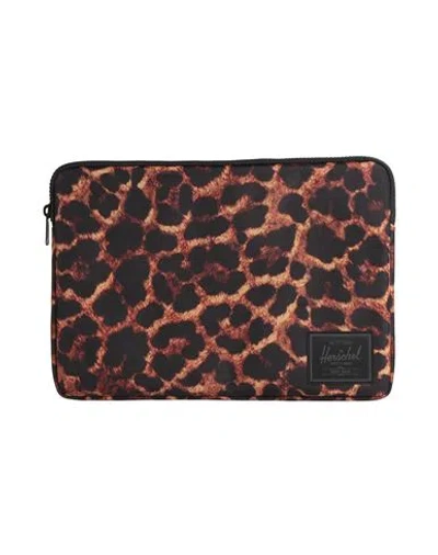 Herschel Supply Co . Man Handbag Black Size - Recycled Polyester, Polyethylene In Animal Print