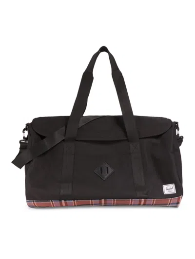 Herschel Supply Co Men's Heritage Plaid-trim Duffle Bag In Black Winter Plaid