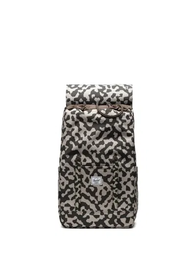 Herschel Supply Co Roll-top Buckle-detail Camouflage Backpack In Black