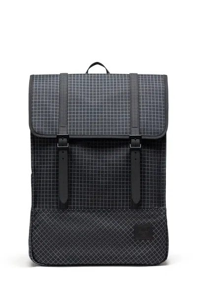 Herschel Supply Co Survey 20l Grid-pattern Buckle-strap Backpack In Black