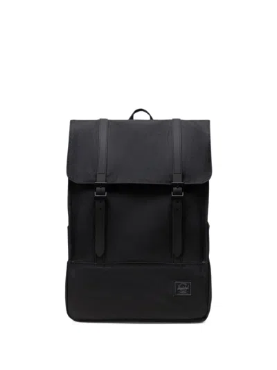 Herschel Supply Co Survey Buckle-strap Flap Backpack In Black