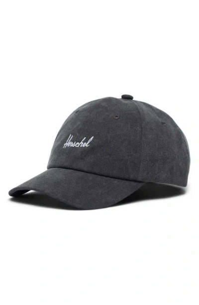Herschel Supply Co Sylas Stonewash Cotton Twill Baseball Cap In Black