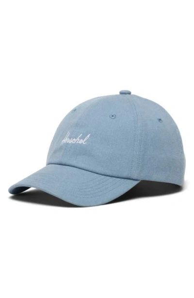 Herschel Supply Co Sylas Stonewash Cotton Twill Baseball Cap In Blue