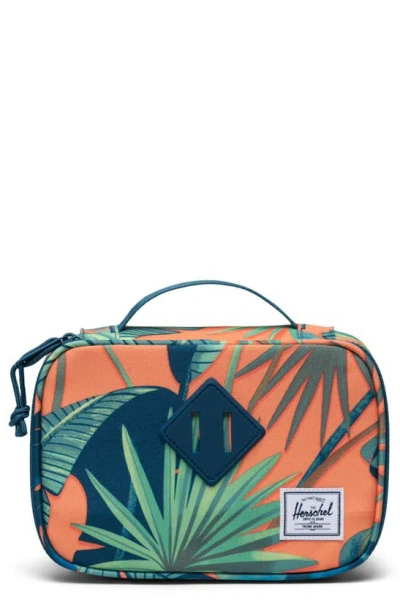Herschel Supply Co Kids' Heritage Recycled Polyester Pencil Case In Tangerine Palm Leaves