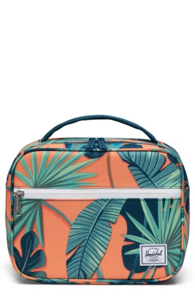 Herschel Supply Co . Kids' Pop Quiz Recycled Polyester Lunchbox In Tangerine Palm Leaves