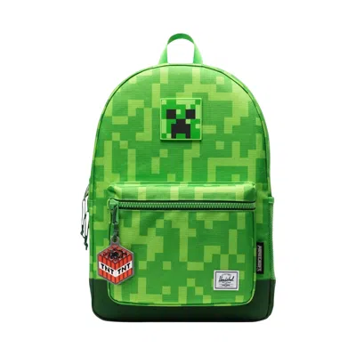 Pre-owned Herschel X Minecraft 26l Heritage Backpack 'creeper' | Green | Kid's Size Onesize