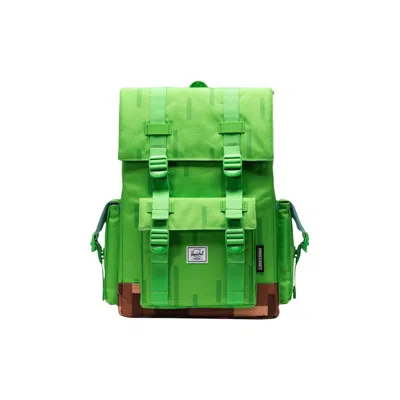 Pre-owned Herschel X Minecraft 29l Cube Little America Backpack 'grass Block' | Green | Men's Size Onesize