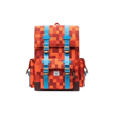 Pre-owned Herschel X Minecraft 29l Cube Little America Backpack 'orange Block' | Black | Men's Size Onesize