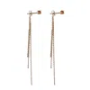 Herself Collections Women's 14k Gold Cube Stud Chain Earrings