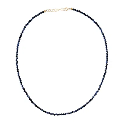 Herself Collections Women's Blue / Gold 14k Gold Blue Sapphire Bead Necklace In Black