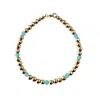 Herself Collections Women's Gold / Blue Gold Bead And Amazonite Stone Bracelet