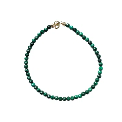 Herself Collections Women's Gold / Green 14k Solid Gold Malachite Bracelet
