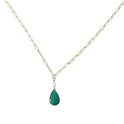Herself Collections Women's Gold / Green Green Malachite Drop Necklace In Multi