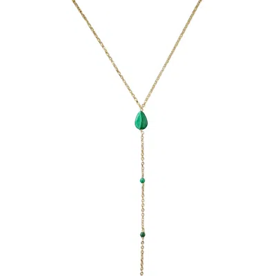 Herself Collections Women's Gold / Green Malachite Lariat Necklace In Multi