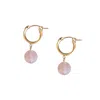 Herself Collections Women's Gold / Pink / Purple Bella Rose Quartz Hoop Earrings