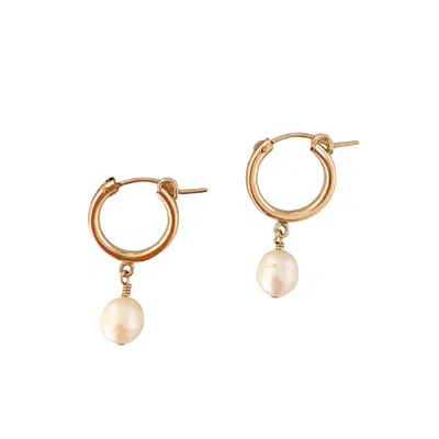 Herself Collections Women's Gold / White Jane Pearl Hoop Earrings