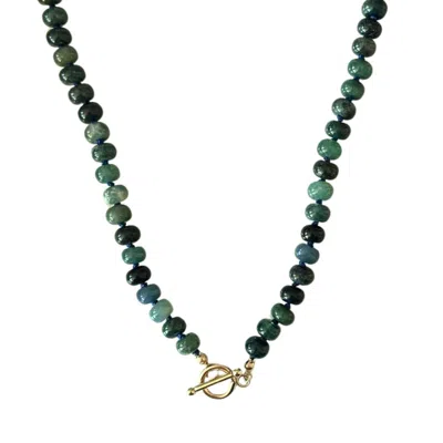 Herself Collections Women's Green / Blue / Gold Green Agate Bead Necklace In Green/blue/gold
