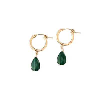 Herself Collections Women's Green / Gold Green Malachite Hoop Earrings In Multi