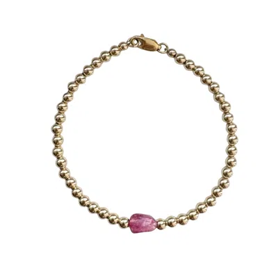 Herself Collections Women's Pink / Gold Pink Tourmaline Pebble Bracelet In Multi