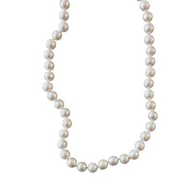Herself Collections Women's White Hand-knotted Freshwater Pearl Necklace - Ivory Silk