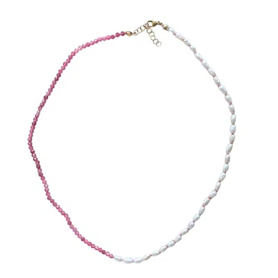 Herself Collections Women's White / Pink Pink Tourmaline Pearl Necklace In Multi