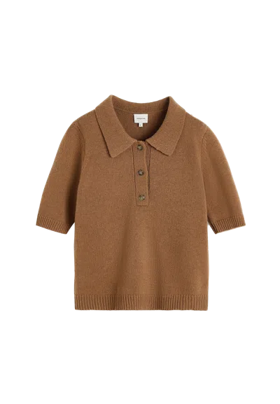 Herskind Alberto Knit Polo Blouse In Brown Sugar
