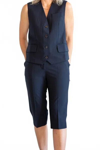 Herskind Aliyah Mid Rise Slim Leg Pants In Navy Melange In Blue