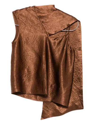 Herskind Asymmetric Draped Top In Brown