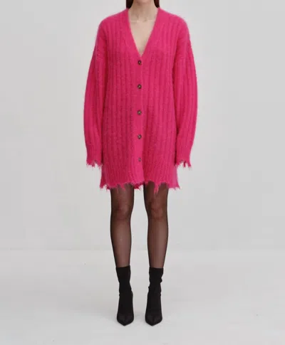 Herskind Base Knit Cardigan In Hot Pink