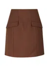 Herskind Java Brown Virgin Wool-blend Flap-pocket Mini Skirt In Brown