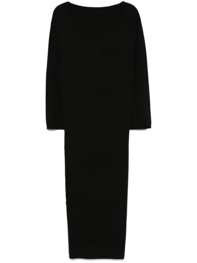 HERSKIND BLACK ISABELLA WOOL LONG DRESS