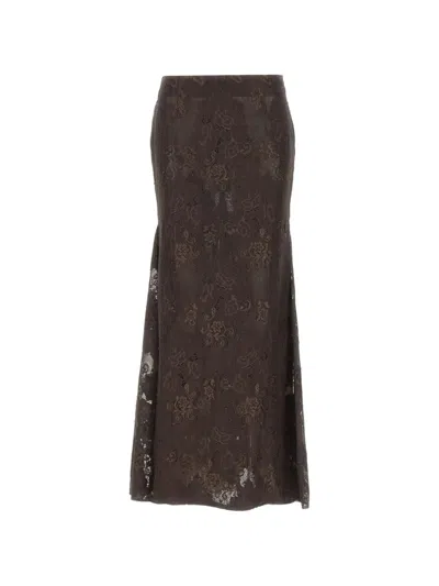 Herskind 펠레 레이스 오버레이 미디 스커트 In Brown
