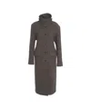 Herskind Brown Textured Wool-blend Long Coat With High Collar In Gray