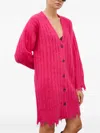 Herskind Button Frayed Cardigan In Pink