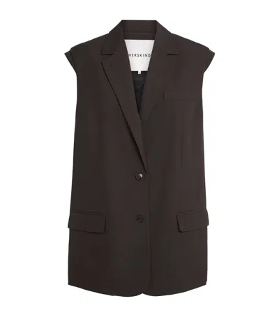 Herskind Cohen Sleeveless Blazer In Brown