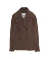 Herskind Double-breasted Brown Jacket With Wide Collar And Structured Silhouette In Brown