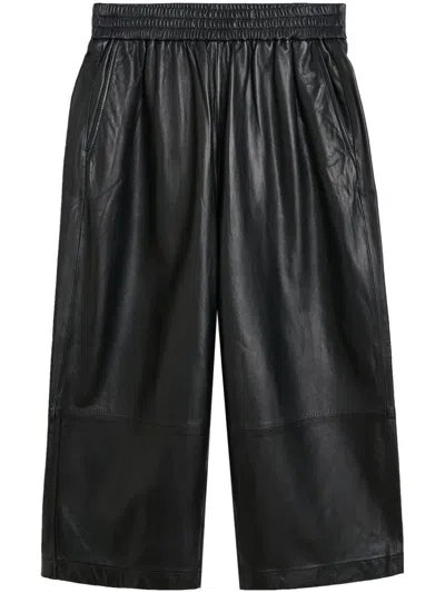 Herskind Eagle Lambskin Leather Trousers In Black